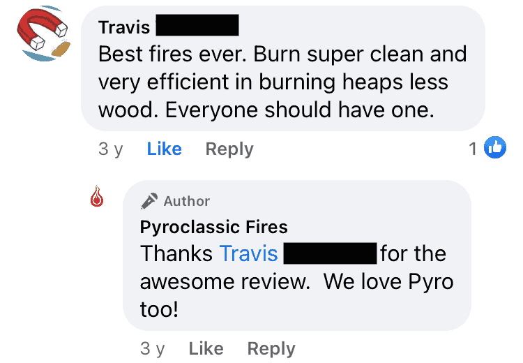 Testimonial: "Best fires ever."