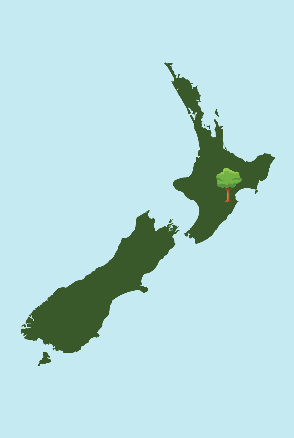 New Zealand map with Hawke's Bay marked